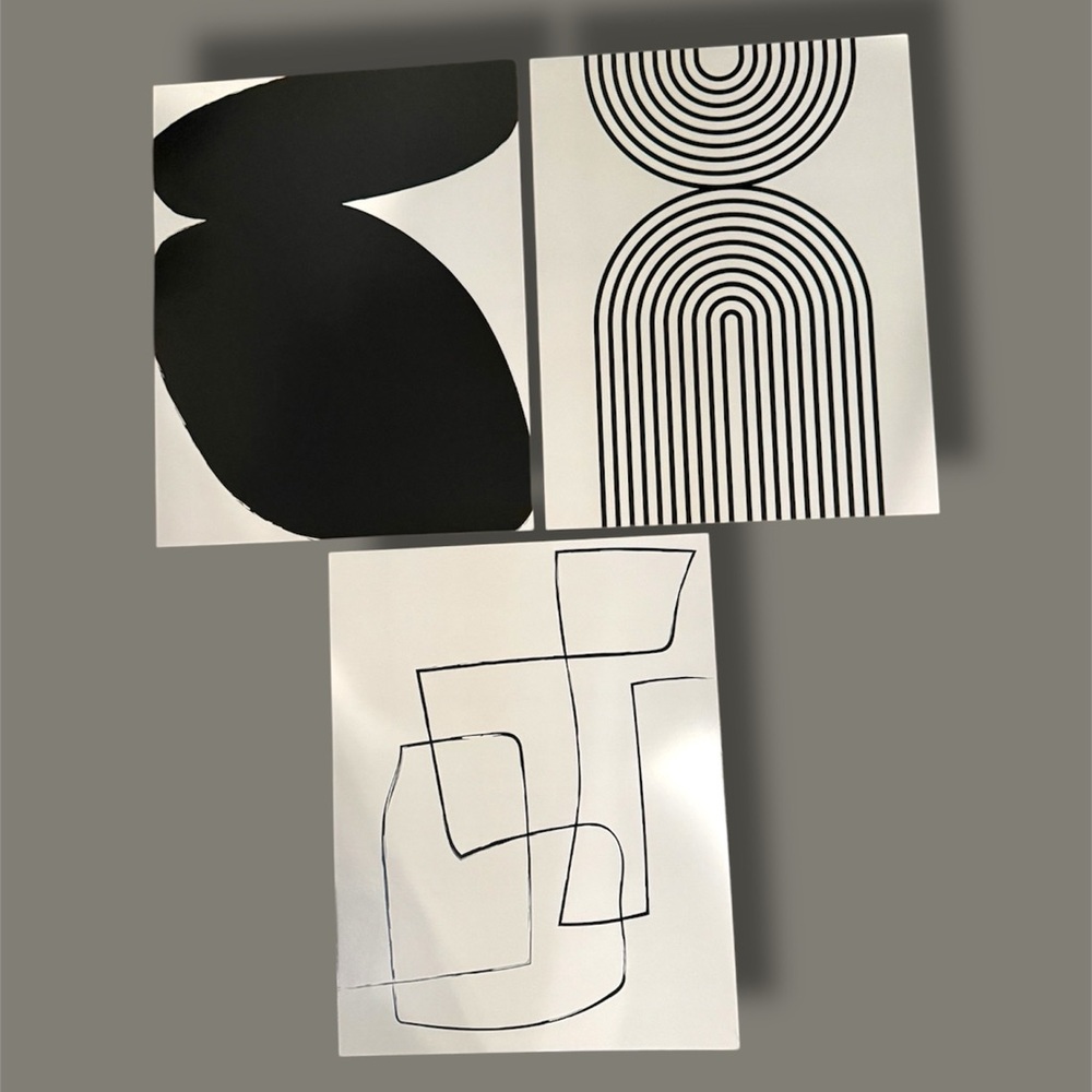 Abstract Black and White Art Prints Set